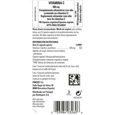 Comprar SOLGAR VITAMINA C 500MG 100 CAPSULAS VEGETALES al mejor precio en NuestraFarma, tu farmacia online