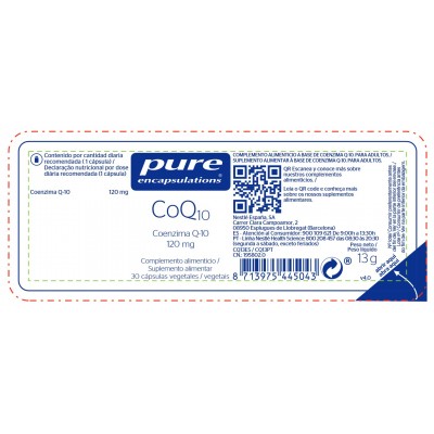 Comprar PURE ENCAPSULATIONS COQ10 30 CAPSULAS al mejor precio en NuestraFarma, tu farmacia online