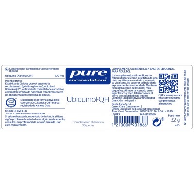 Comprar PURE ENCAPSULATIONS UBIQUINOL-QH 30 PERLAS al mejor precio en NuestraFarma, tu farmacia online