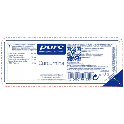 Comprar PURE ENCAPSULATIONS CURCUMINA 60 CAPSULAS al mejor precio en NuestraFarma, tu farmacia online
