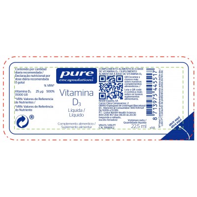 Comprar PURE ENCAPSULATIONS VITAMINA D3 22,5 ML al mejor precio en NuestraFarma, tu farmacia online