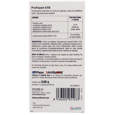 Comprar PROFAES4 ATB 10 CAPSULAS al mejor precio en NuestraFarma, tu farmacia online