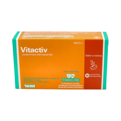 Comprar VITACTIV 30 COMPRIMIDOS EFERVESCENTES SABOR NARANJA al mejor precio en NuestraFarma, tu farmacia online