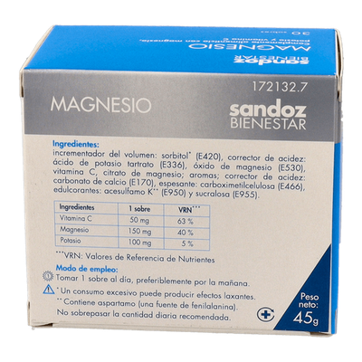 Comprar SANDOZ BIENESTAR MAGNESIO 30 SOBRES al mejor precio en NuestraFarma, tu farmacia online
