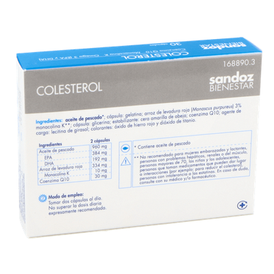 Comprar SANDOZ BIENESTAR COLESTEROL 30 CAPSULAS al mejor precio en NuestraFarma, tu farmacia online
