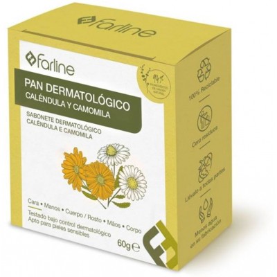 Comprar FARLINE PAN DERMATOLOGICO CAMOMILA Y CALENDULA PASTILLA 100 G al mejor precio en NuestraFarma, tu farmacia online