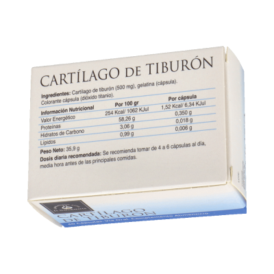 Comprar EL NATURALISTA CARTILAGO DE TIBURON 60 CAPSULAS al mejor precio en NuestraFarma, tu farmacia online