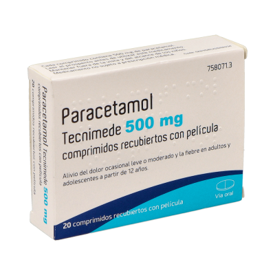 Comprar PARACETAMOL TECNIMEDE 500 MG 20 COMPRIMIDOS RECUBIERTOS al mejor precio en NuestraFarma, tu farmacia online