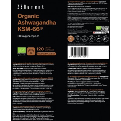 Comprar ZENEMENT ASHWAGANDHA ECOLOGICA KSM-66 120 CAPSULAS al mejor precio en NuestraFarma, tu farmacia online