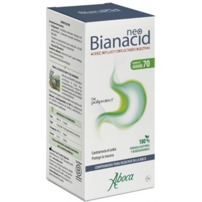 Comprar NEOBIANACID ACIDEZ REFLUJO Y DIFICULTADES DIGESTIVAS 70 COMPRIMIDOS al mejor precio en NuestraFarma, tu farmacia online