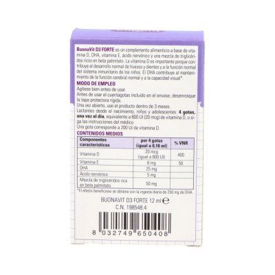 Comprar BUONA BUONAVIT D3 FORTE 12 ML al mejor precio en NuestraFarma, tu farmacia online