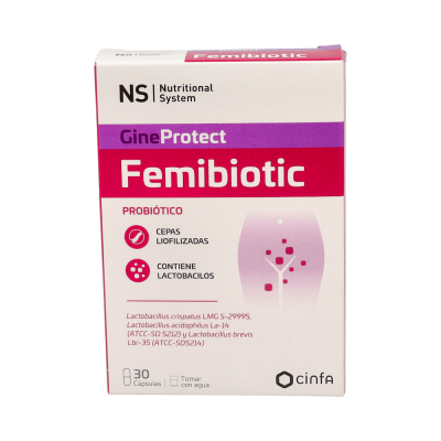 Comprar NS GINEPROTECT FEMIBIOTIC 30 CAPSULAS al mejor precio en NuestraFarma, tu farmacia online
