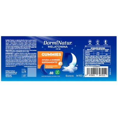 Comprar DORMINATUR MELATONINA GUMMIES 60 UNIDADES al mejor precio en NuestraFarma, tu farmacia online