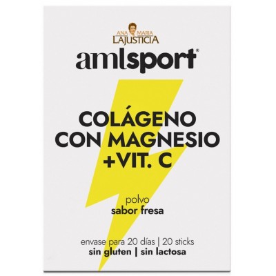 Comprar ANA MARIA LAJUSTICIA COLAGENO CON MAGNESIO + VITAMINA C SABOR FRESA AMLSPORT 20 STICKS al mejor precio en NuestraFarma, tu farmacia online