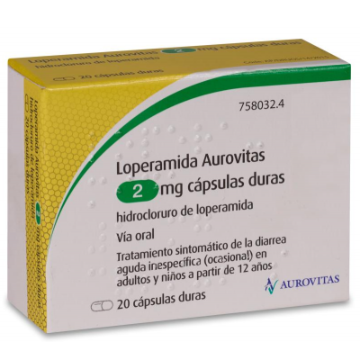 Comprar LOPERAMIDA AUROVITAS 2 MG 20 CAPSULAS al mejor precio en NuestraFarma, tu farmacia online