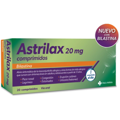 Comprar ASTRILAX 20 MG 20 COMPRIMIDOS al mejor precio en NuestraFarma, tu farmacia online