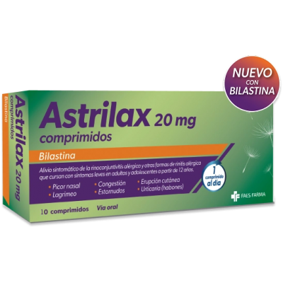 Comprar ASTRILAX 20 MG 10 COMPRIMIDOS al mejor precio en NuestraFarma, tu farmacia online