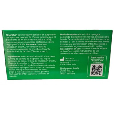 Comprar ALMANATUR SUSPENSION ORAL 20 STICKS 15 ML SABOR MELOCOTON al mejor precio en NuestraFarma, tu farmacia online