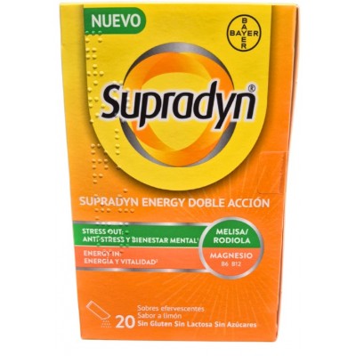 Comprar SUPRADYN ENERGY DOBLE ACCION 20 SOBRES EFERVESCENTES al mejor precio en NuestraFarma, tu farmacia online