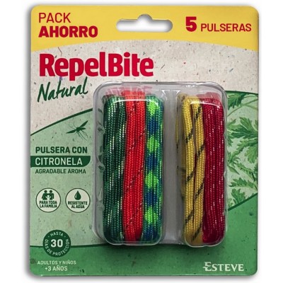 Comprar REPELBITE NATURAL PULSERA DE CUERDA CON CITRONELA 5 UNIDADES al mejor precio en NuestraFarma, tu farmacia online