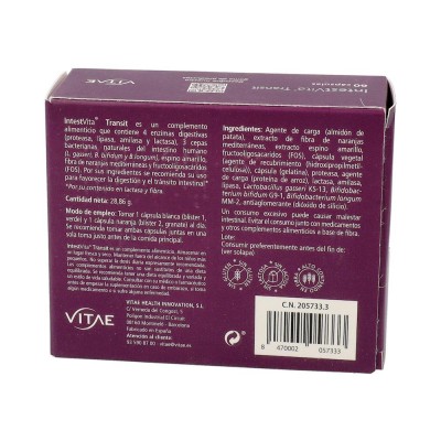 Comprar VITAE INTESTVITA TRANSIT 60 CAPSULAS al mejor precio en NuestraFarma, tu farmacia online