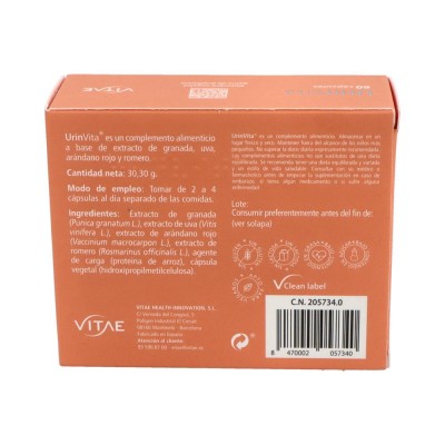 Comprar VITAE URINVITA 60 CAPSULAS al mejor precio en NuestraFarma, tu farmacia online