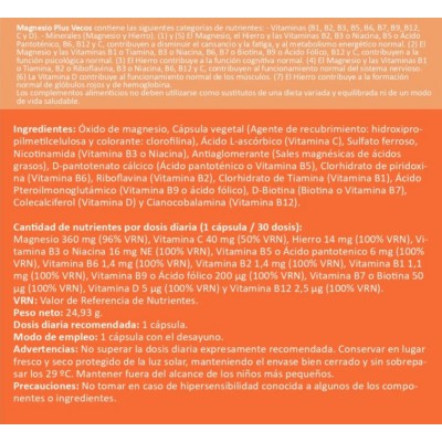 Comprar MAGNESIO PLUS VECOS 30 CAPSULAS al mejor precio en NuestraFarma, tu farmacia online