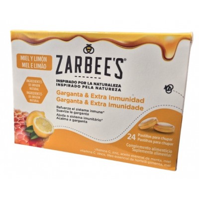 Comprar ZARBEES PASTILLAS GARGANTA Y EXTRA INMUNIDAD SABOR MIEL Y LIMON 24 UNIDADES al mejor precio en NuestraFarma, tu farmacia online