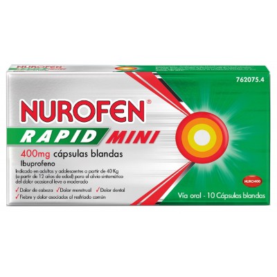 Comprar NUROFEN RAPID MINI 400 MG 10 CAPSULAS BLANDAS al mejor precio en NuestraFarma, tu farmacia online