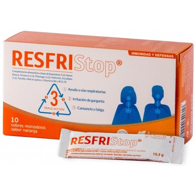 Comprar RESFRISTOP 10 SOBRES MONODOSIS SABOR NARANJA al mejor precio en NuestraFarma, tu farmacia online