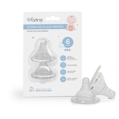 Comprar FARLINE BEBE TETINA FLUJO RAPIDO 2 UNIDADES al mejor precio en NuestraFarma, tu farmacia online