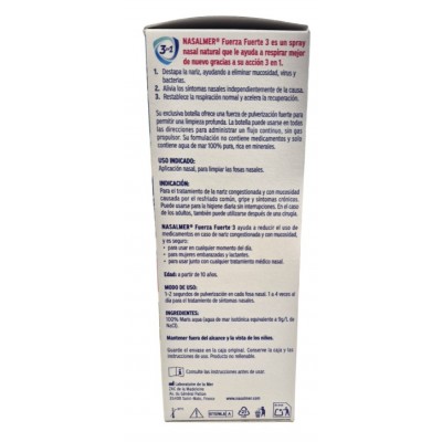 Comprar NASALMER FUERZA FUERTE 3 SPRAY NASAL NARIZ TAPADA Y CONGESTION NASAL 135 ML al mejor precio en NuestraFarma, tu farmacia online