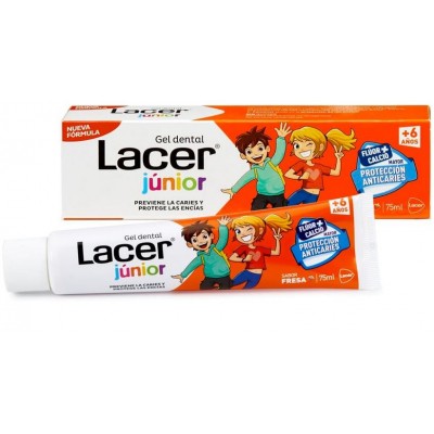Comprar LACER JUNIOR GEL DENTAL FRESA 75 ML al mejor precio en NuestraFarma, tu farmacia online