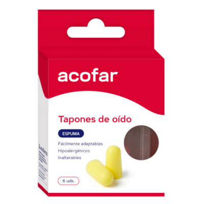Comprar ACOFAR TAPONES DE OIDO ESPUMA 6 UNIDADES al mejor precio en NuestraFarma, tu farmacia online