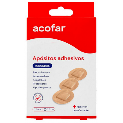Comprar ACOFAR APOSITOS ADHESIVOS REDONDOS 20 UNIDADES al mejor precio en NuestraFarma, tu farmacia online