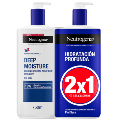 Comprar NEUTROGENA HIDRATACIÓN PROFUNDA LOCIÓN DE ABSORCIÓN INMEDIATA 2 X 750 ML al mejor precio en NuestraFarma, tu farmacia online