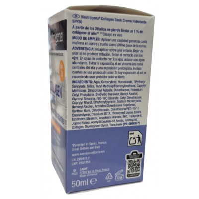 Comprar NEUTROGENA COLLAGEN BANK CREMA HIDRATANTE SPF 30 50 ML al mejor precio en NuestraFarma, tu farmacia online