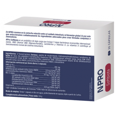 Comprar NPRO SOFTBIOTA 30 CAPSULAS al mejor precio en NuestraFarma, tu farmacia online