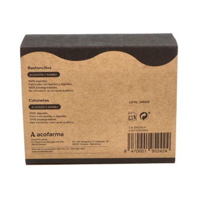 Comprar ACOFAR BASTONCILLOS OIDOS DE ALGODON Y BAMBU 200 UNIDADES al mejor precio en NuestraFarma, tu farmacia online