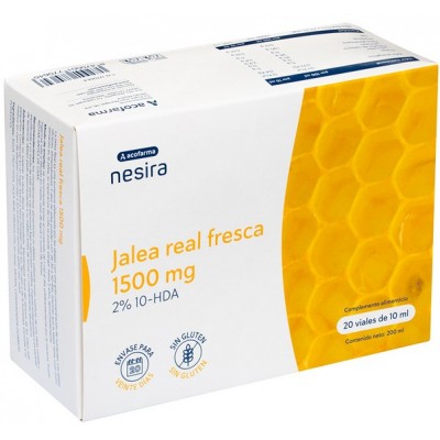 Comprar ACOFAR NESIRA JALEA REAL FRESCA 1500 MG 20 VIALES BEBIBLES DE 10 ML al mejor precio en NuestraFarma, tu farmacia online