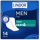 LINDOR PROTECTOR ABSORBENTE INCONTINENCIA ORINA LIGERA MEN PAD SUPER 5 GOTAS 14 UNIDADES