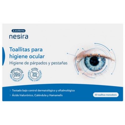 Comprar ACOFARMA NESIRA TOALLITAS PARA HIGIENE OCULAR 30 UNIDADES al mejor precio en NuestraFarma, tu farmacia online