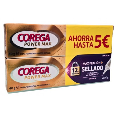 Comprar COREGA MAX FIJACION + SELLADO ADHESIVO PROTESIS DENTAL PACK 2X40 G al mejor precio en NuestraFarma, tu farmacia online