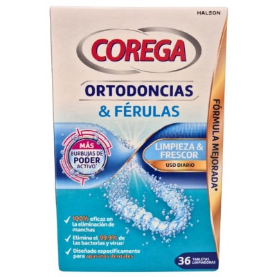 Comprar COREGA ORTODONCIAS & FERULAS 36 TABLETAS LIMPIADORAS al mejor precio en NuestraFarma, tu farmacia online