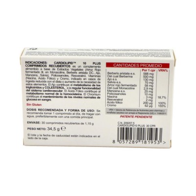 Comprar CARDIOLIPID 10 PLUS 30 COMPRIMIDOS al mejor precio en NuestraFarma, tu farmacia online
