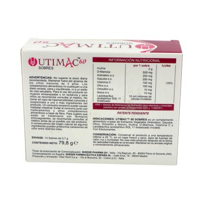 Comprar UTIMAC 60 14 SOBRES 5,7 G SABOR ARANDANO al mejor precio en NuestraFarma, tu farmacia online