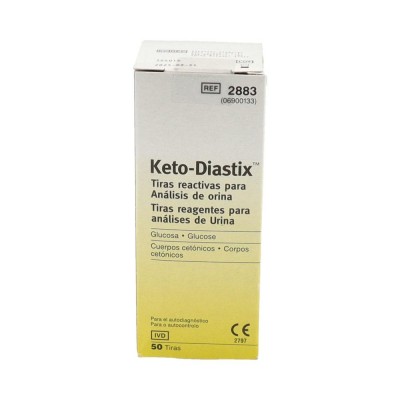 Comprar KETO-DIASTIX TIRAS REACTIVAS GLUCEMIA Y CUERPOS CETONICOS 50 UNIDADES al mejor precio en NuestraFarma, tu farmacia online