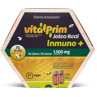 VITALPRIM JALEA REAL 1500 MG INMUNO SABOR MANZANA 20 VIALES 10 ML