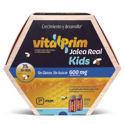 Comprar VITALPRIM JALEA REAL KIDS 600 MG SABOR FRESA 20 VIALES 10 ML al mejor precio en NuestraFarma, tu farmacia online