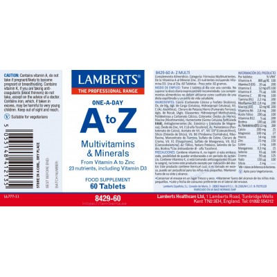 Comprar LAMBERTS A-Z MULTI 60 TABLETAS 8429 al mejor precio en NuestraFarma, tu farmacia online